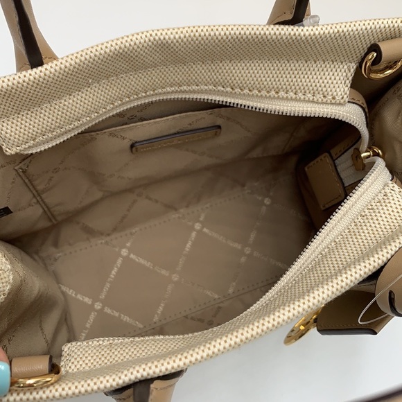 Michael Kors Mirella Small Shopper Top Zip Crossbody Bag Camel MK NWT - Picture 13 of 15